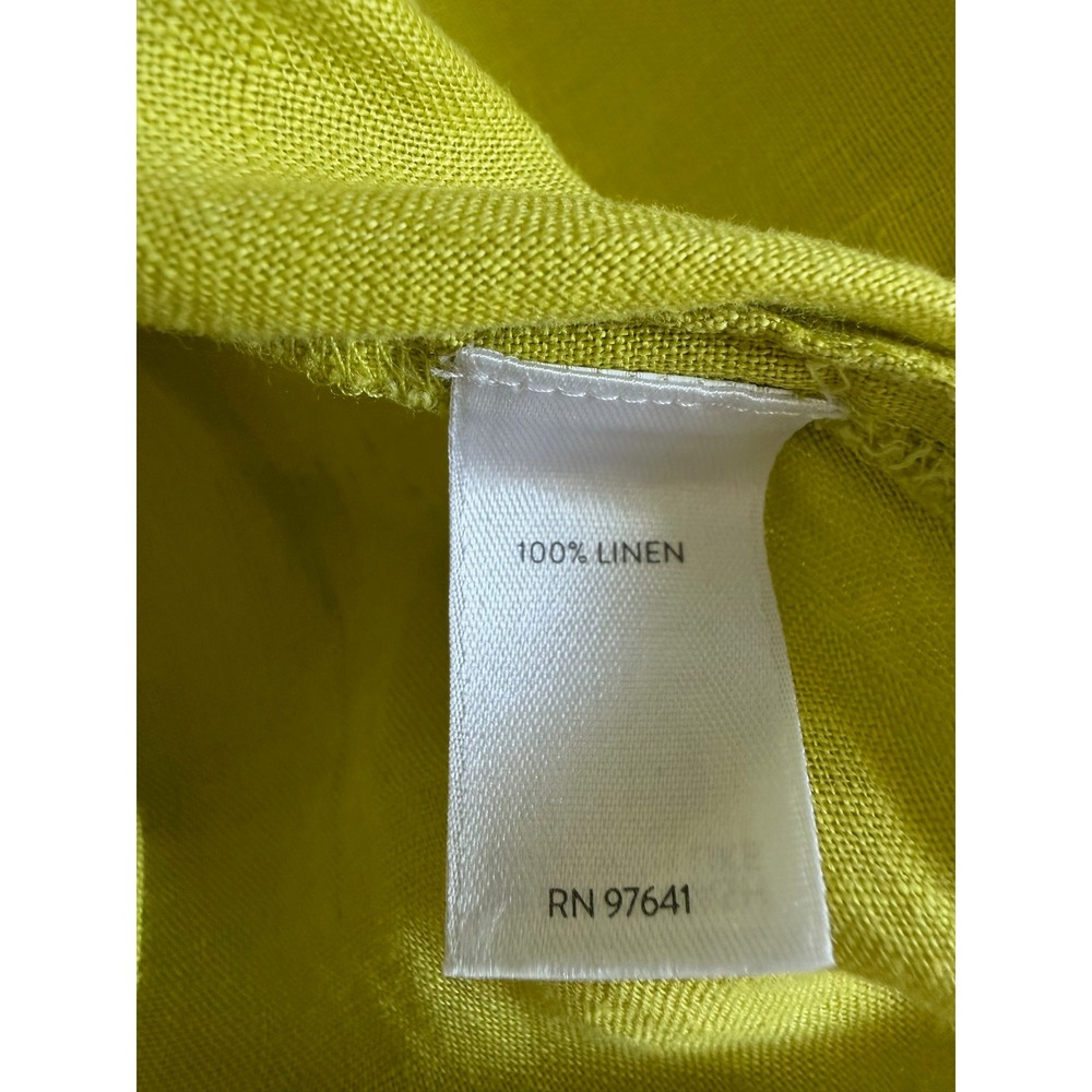J. Jill Love Linen Chartreuse Green Long Sleeve Button Down Shirt Womens Medium - Picture 7 of 8